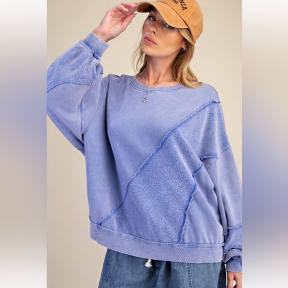 803 ❤️ EASEL MINERAL WASHED TERRY KNIT PULLOVER - Picture 2 of 4